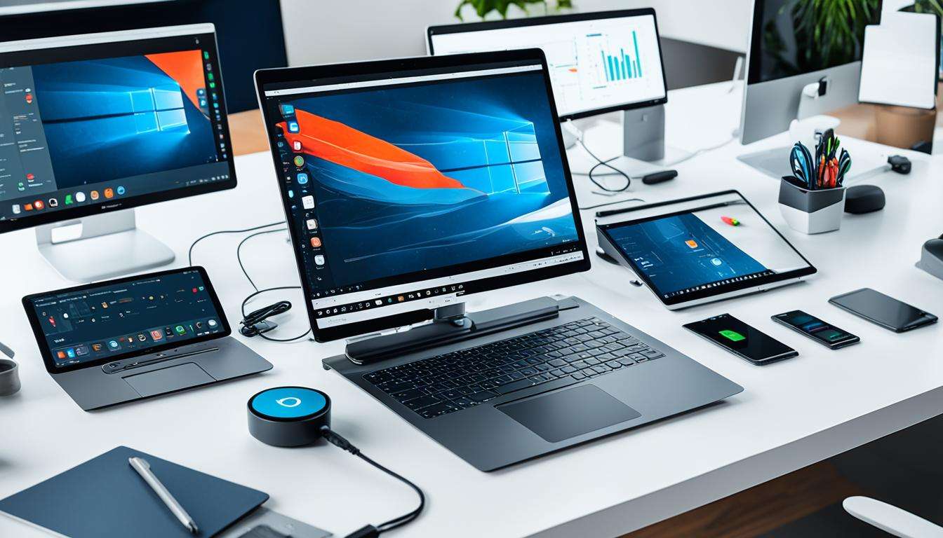 laptops on a computer table